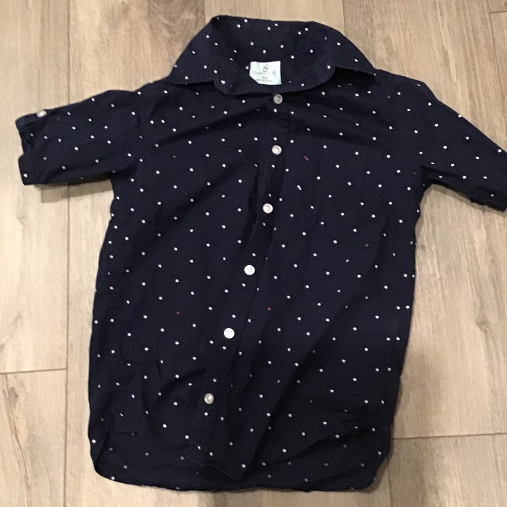 Class Club Dark Blue Kids Button Down Shirt with Dots